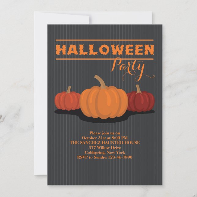 Invitación a calabazas de Halloween (Anverso)