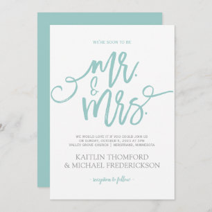 Invitación a caligrafía de pincel   Turquesa claro