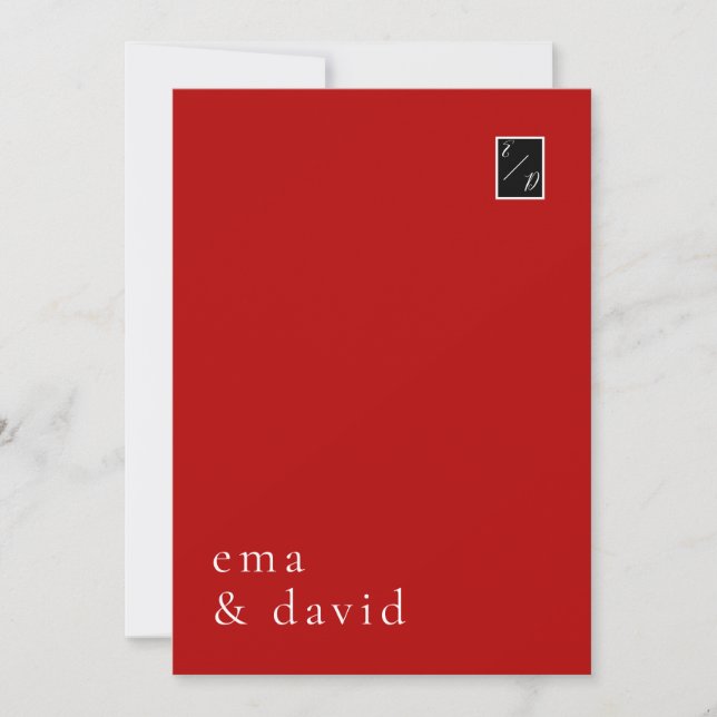 Invitación a caligrafía roja minimalista (Anverso)