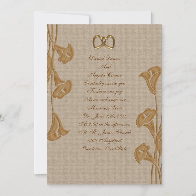 Invitación a Calla Lily Wedding (Anverso)