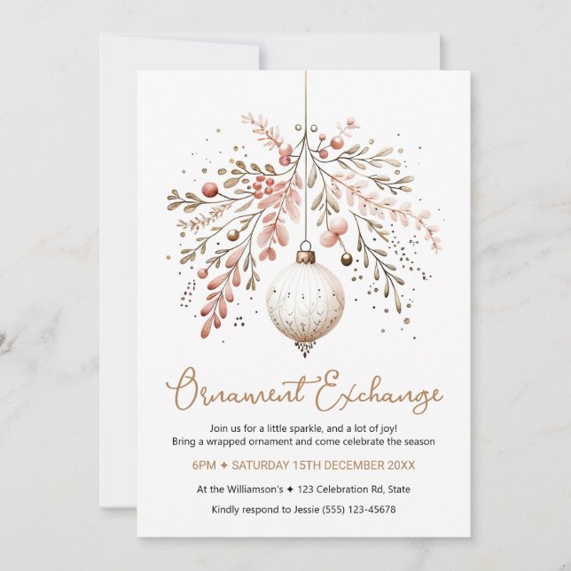 Invitación a cambio de ornamentos Elegante (Anverso)