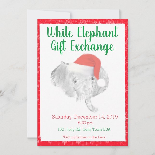 Invitación a cambio de regalo para Elefantes Blanc (Anverso)