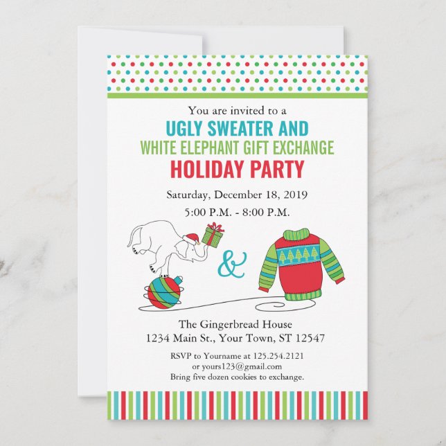 Invitación a cambio de regalo para Elefantes Blanc (Anverso)