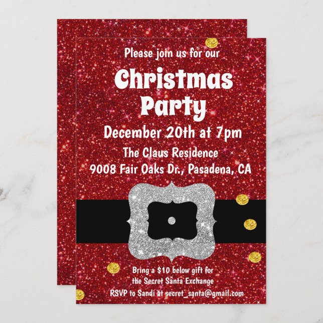 Invitación a cambio de regalo secreto de Santa Gif (Anverso / Reverso)