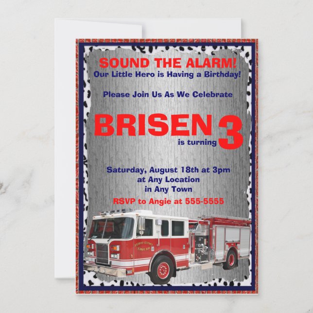 Invitación a camión de bomberos (Anverso)
