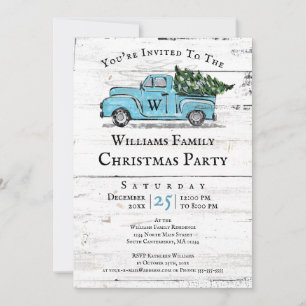 Invitación a camionetas azules para navidad