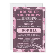 Invitación a Camo Birthday Party, Ejército, Misión