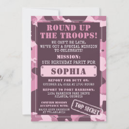 Invitación a Camo Birthday Party, Ejército, Misión