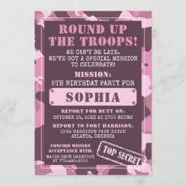 Invitación a Camo Birthday Party, Ejército, Misión