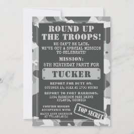 Invitación a Camo Birthday Party, Ejército, Misión