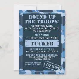 Invitación a Camo Birthday Party, Ejército, Misión
