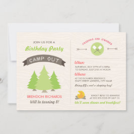 Invitación a campamento de cumpleaños divertidos