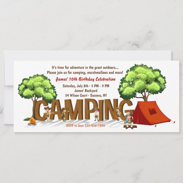 Invitación a camping para niños (Anverso)