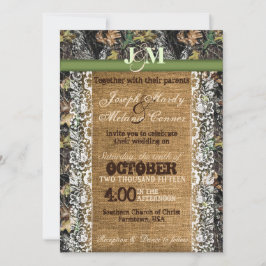 Invitación a camuflaje con Burlap y Lace