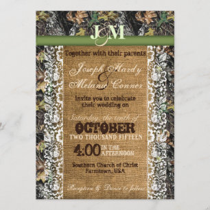 Invitación a camuflaje con Burlap y Lace
