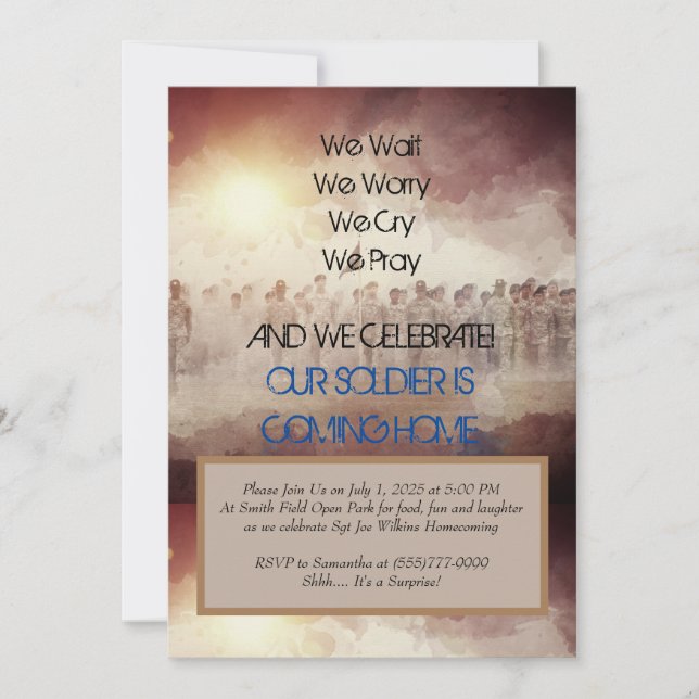 Invitación a casa de bienvenida militar (Anverso)