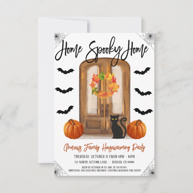 Invitación a casa de Halloween Home Spooky (Anverso)