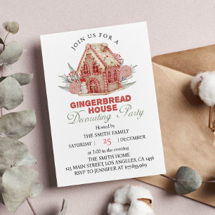 Invitación a casa de navidades Fiesta Pink Gingerb