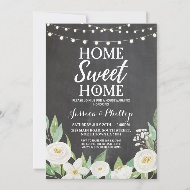 Invitación a casa del Fiesta Chalk Rustic (Anverso)