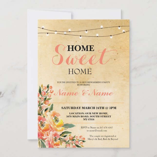 Invitación a casa para hacer calor en el hogar (Anverso)