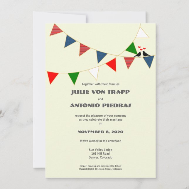 Invitación a casamiento bilingüe entre Estados Uni (Anverso)