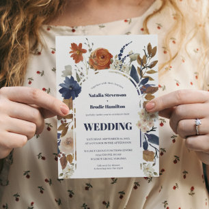 Invitación a casamiento Boho de Marina Blue Rust