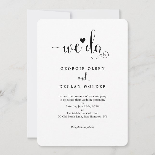 Invitación a casamiento caligráfico (Anverso)