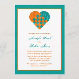 Invitación a casamiento cardíaco de cinta Naranja 