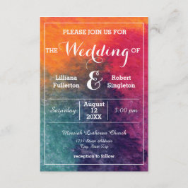 Invitación a casamiento color azul rosa Naranja-3x