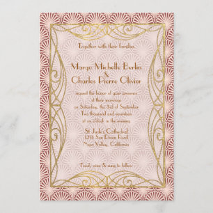 Invitación a casamiento con caparazón rosado con m