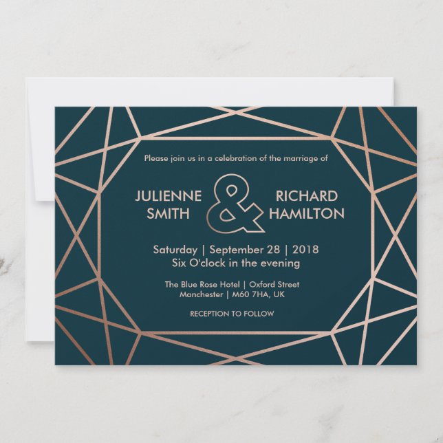 Invitación a casamiento con diamantes geométricos  (Anverso)