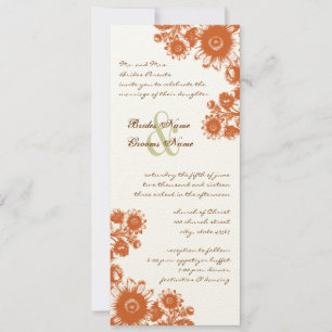 Invitación a casamiento con flores de época russet
