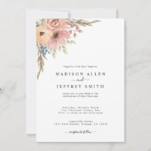 Invitación a casamiento con flores de Rosa con sab