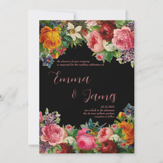 Invitación a casamiento con flores de Rosa de époc