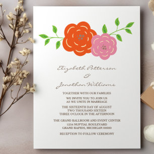 Invitación a casamiento con flores rosadas en Nara