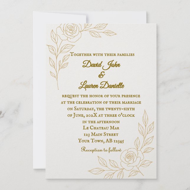 Invitación a casamiento con foto de Rosa a tiempo (Anverso)