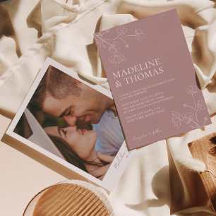Invitación a casamiento con fotografía Rosa y entr
