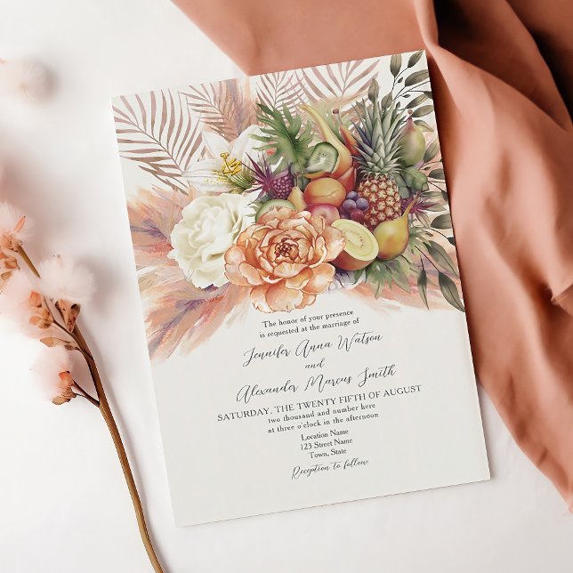 Invitación a casamiento con frutas de época (Subido por el creador)