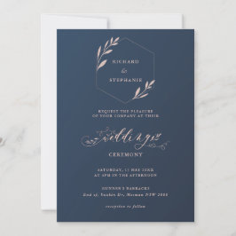 Invitación a casamiento con hojas de follaje azul 
