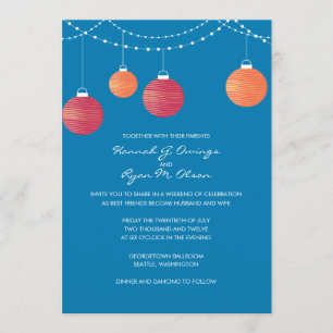 Invitación a casamiento con linterna de papel rojo