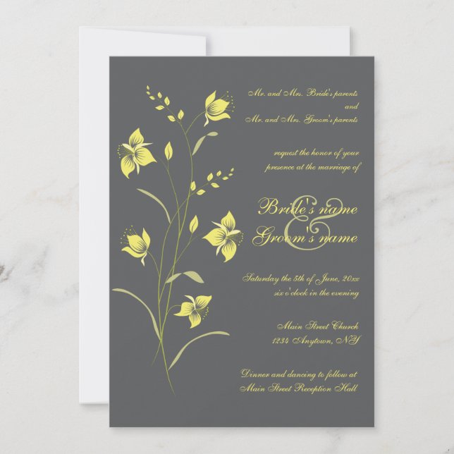 Invitación a casamiento con lirio vintage (Anverso)