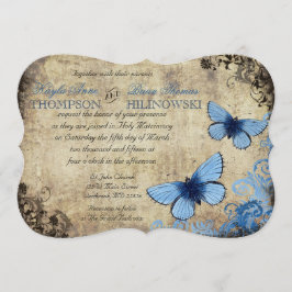 Invitación a casamiento con mariposa azul