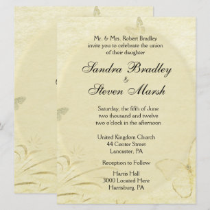 Invitación a casamiento con mariposas vintage