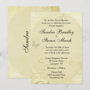 Invitación a casamiento con mariposas vintage