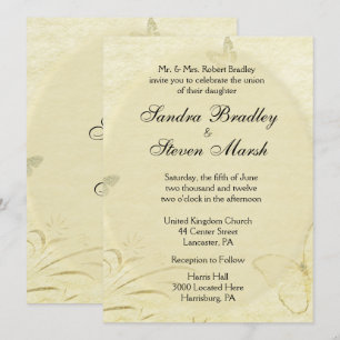 Invitación a casamiento con mariposas vintage