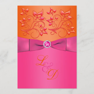 Invitación a casamiento con monograma floral rosa 