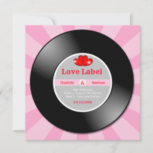 Invitación a casamiento con récord de vinilo de re