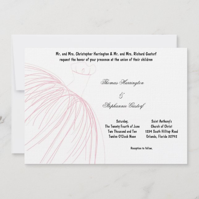 Invitación a casamiento con ropa rosa claro 7x5 (Anverso)