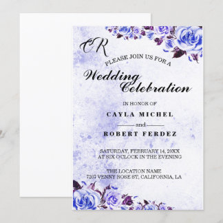 Invitación a casamiento con Rosa azul ruso