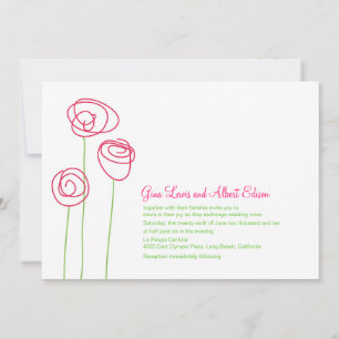 Invitación a casamiento con rosas rosas abstractas